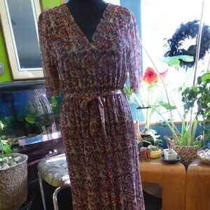 GRACE & MILA MULTI WITH LUREX BRUNETTE TIERED MAXI DRESS GOTH WEDDING BOHO L